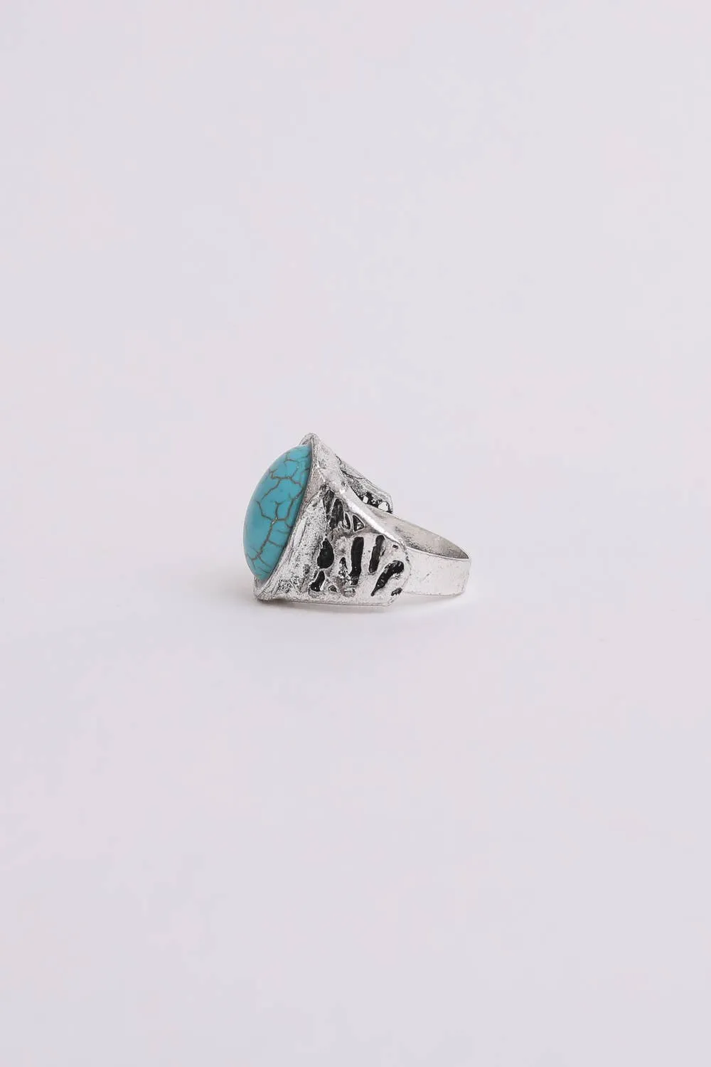 Bohemian Oval Cut Adjustable Turquoise Ring on