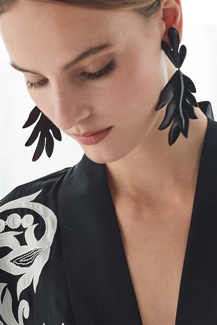 Buffalo Cut Out Leaf Clip Earrings