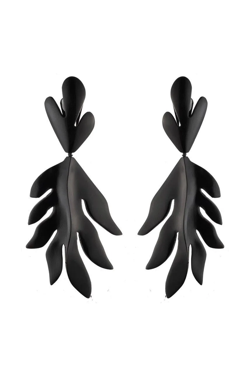 Buffalo Cut Out Leaf Clip Earrings