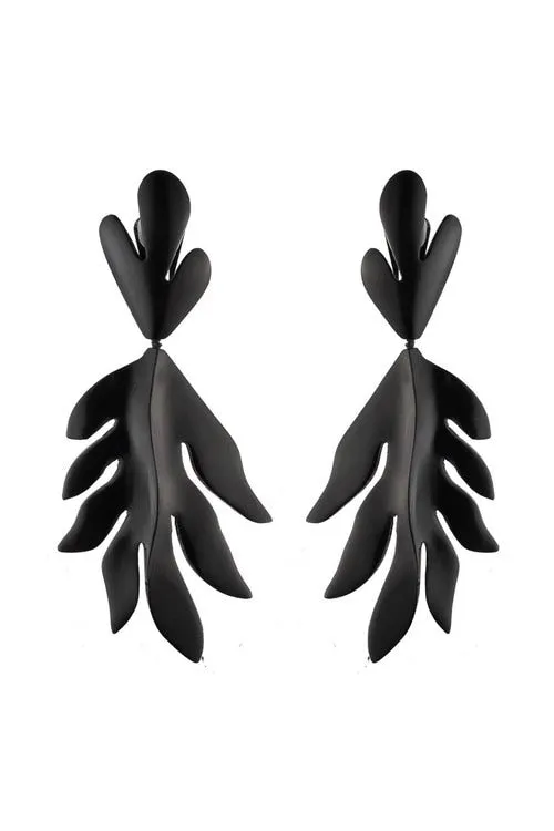 Buffalo Cut Out Leaf Clip Earrings