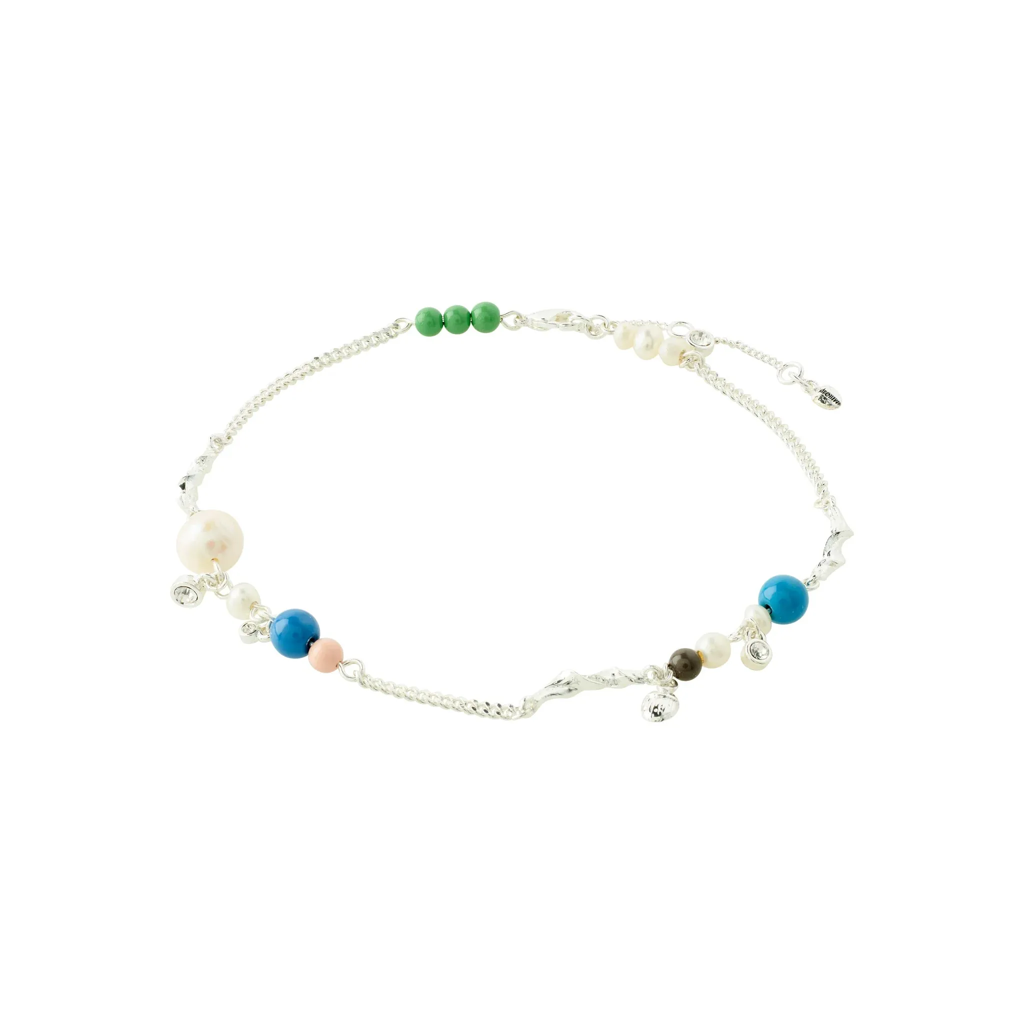 Care Crystal & Freshwater Pearl Ankle Chain | Silver