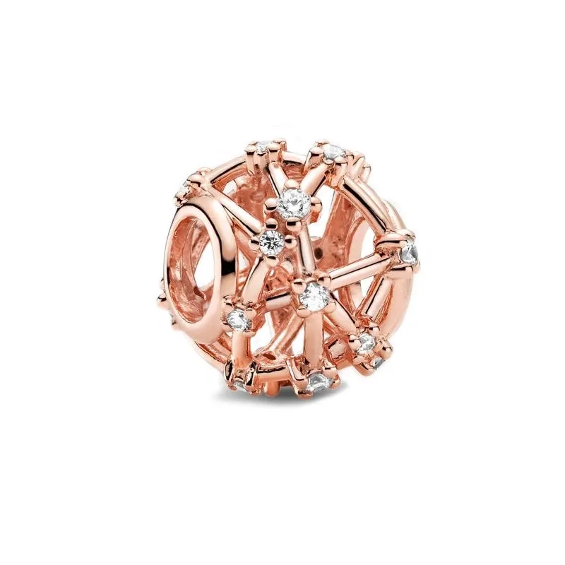 Casual Cute Round Star Flower Sterling Silver Enamel Plating Inlay Zircon Jewelry Accessories