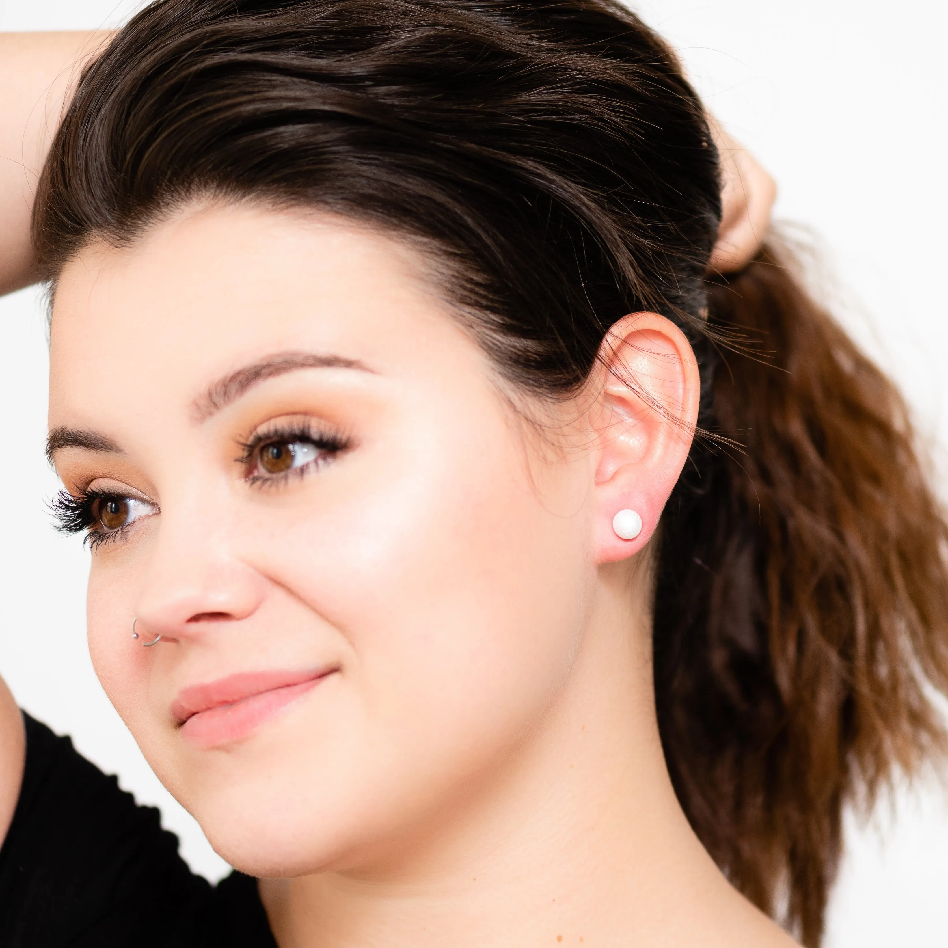 Charcoal Pitted Lucite Small Ball Stud Earrings