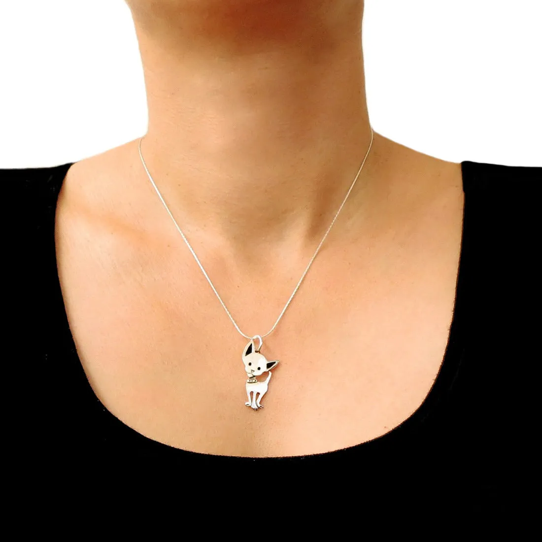 Chihuahua Dog Sterling Silver Animal Pendant
