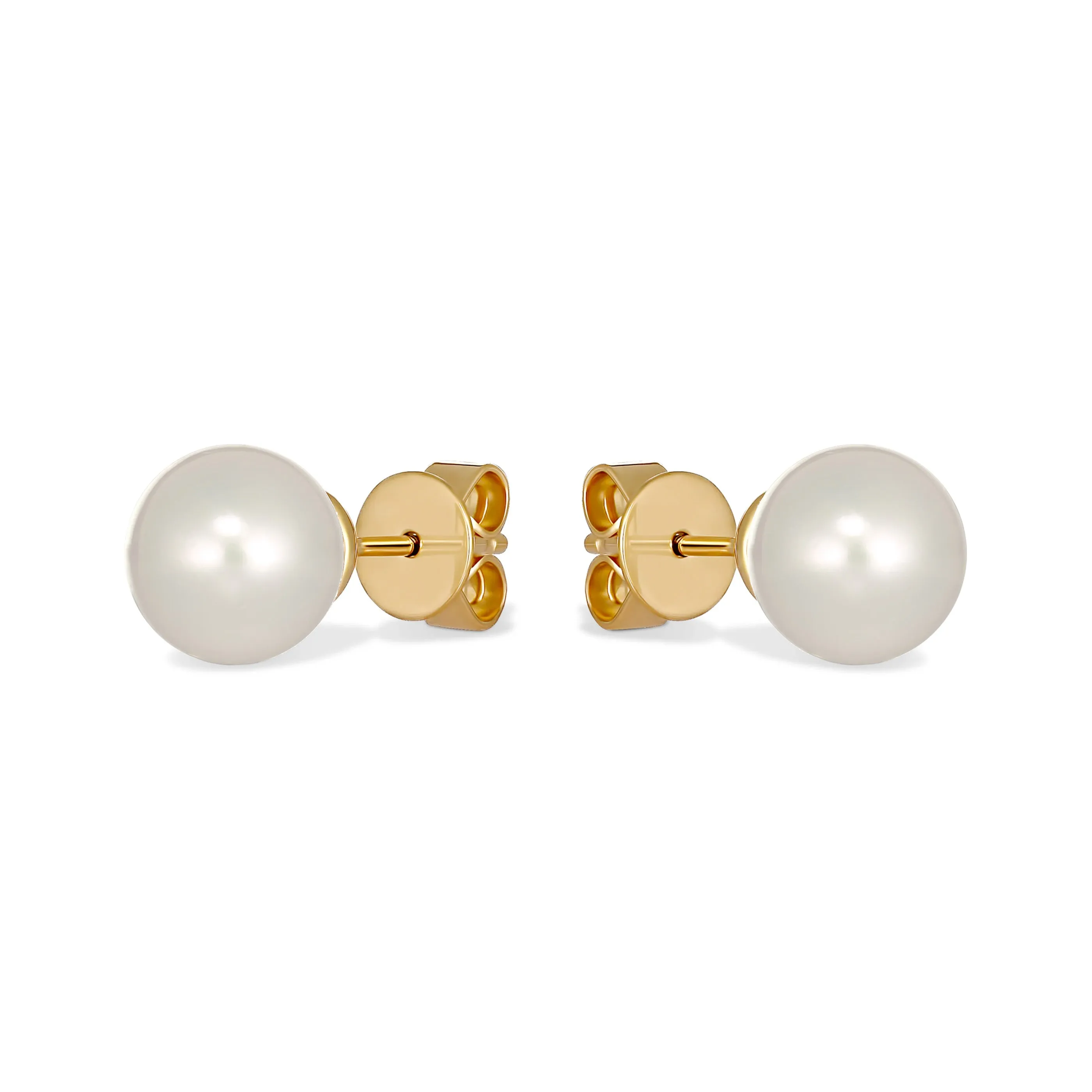 Classic Pearl Stud Earrings | Yellow Gold