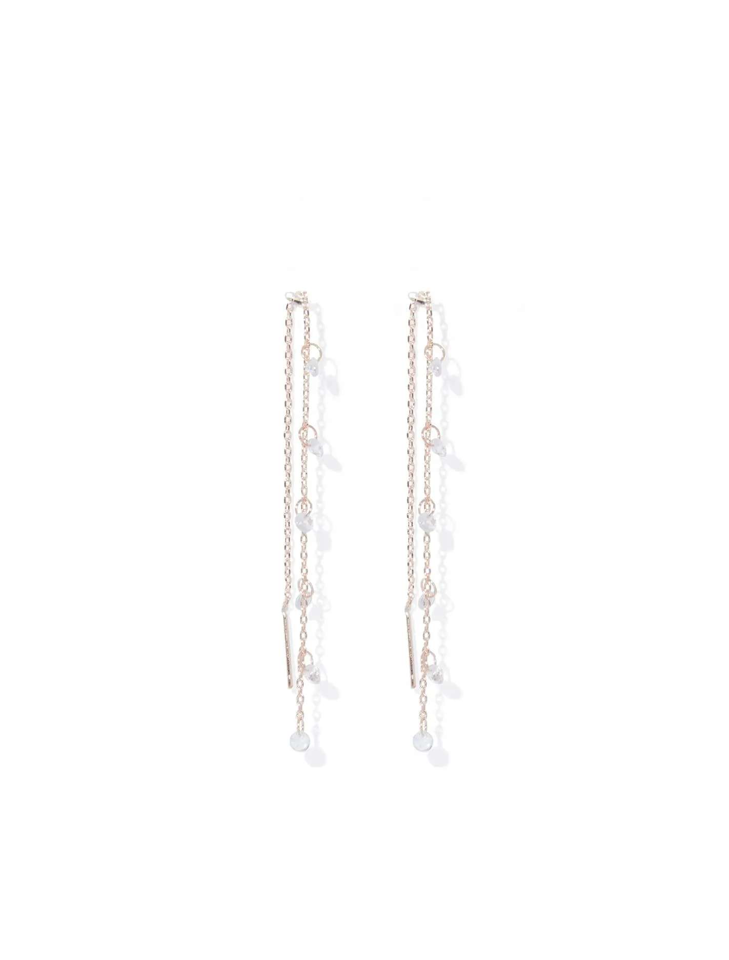 Crystal Chain & Bead Thread Through Earrings