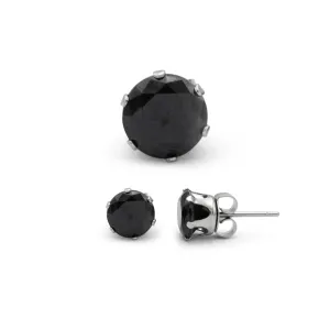 Cubic Zirconia Round Stud Earrings Stainless Steel Black Ear Piercing Jewelry Men Women