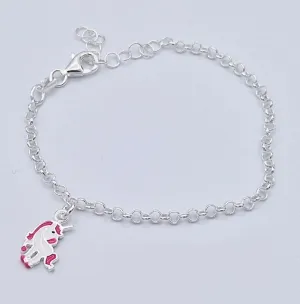 Cute Unicorn Sterling Silver Charm Bracelet