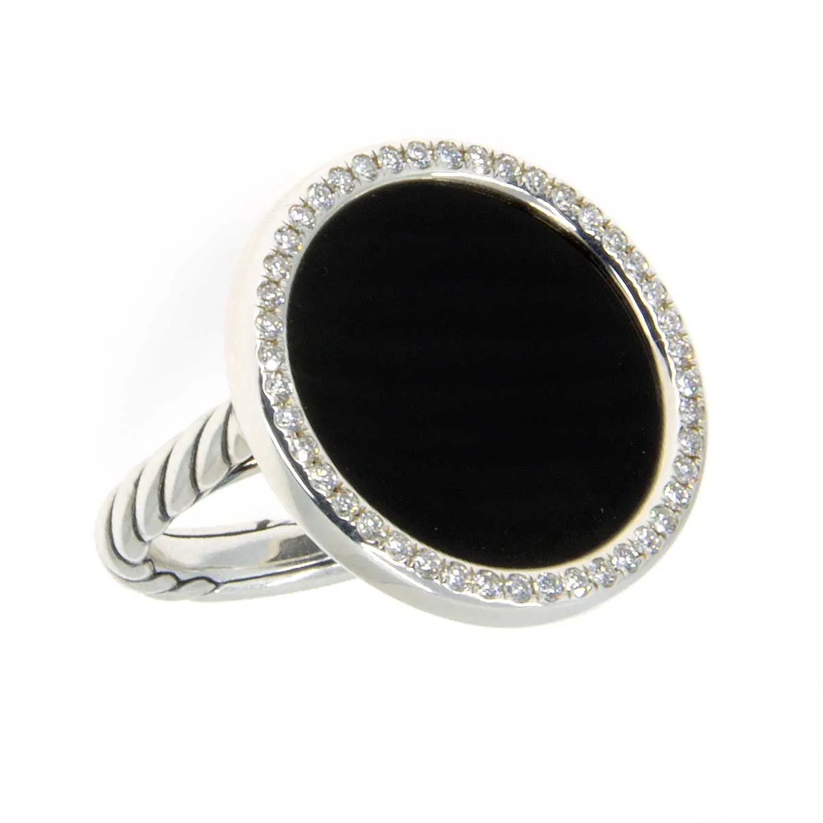 David Yurman Elements Ring with Black Onyx and Diamonds