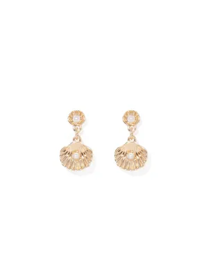 Delia Shell And Pearl Drop Earrings