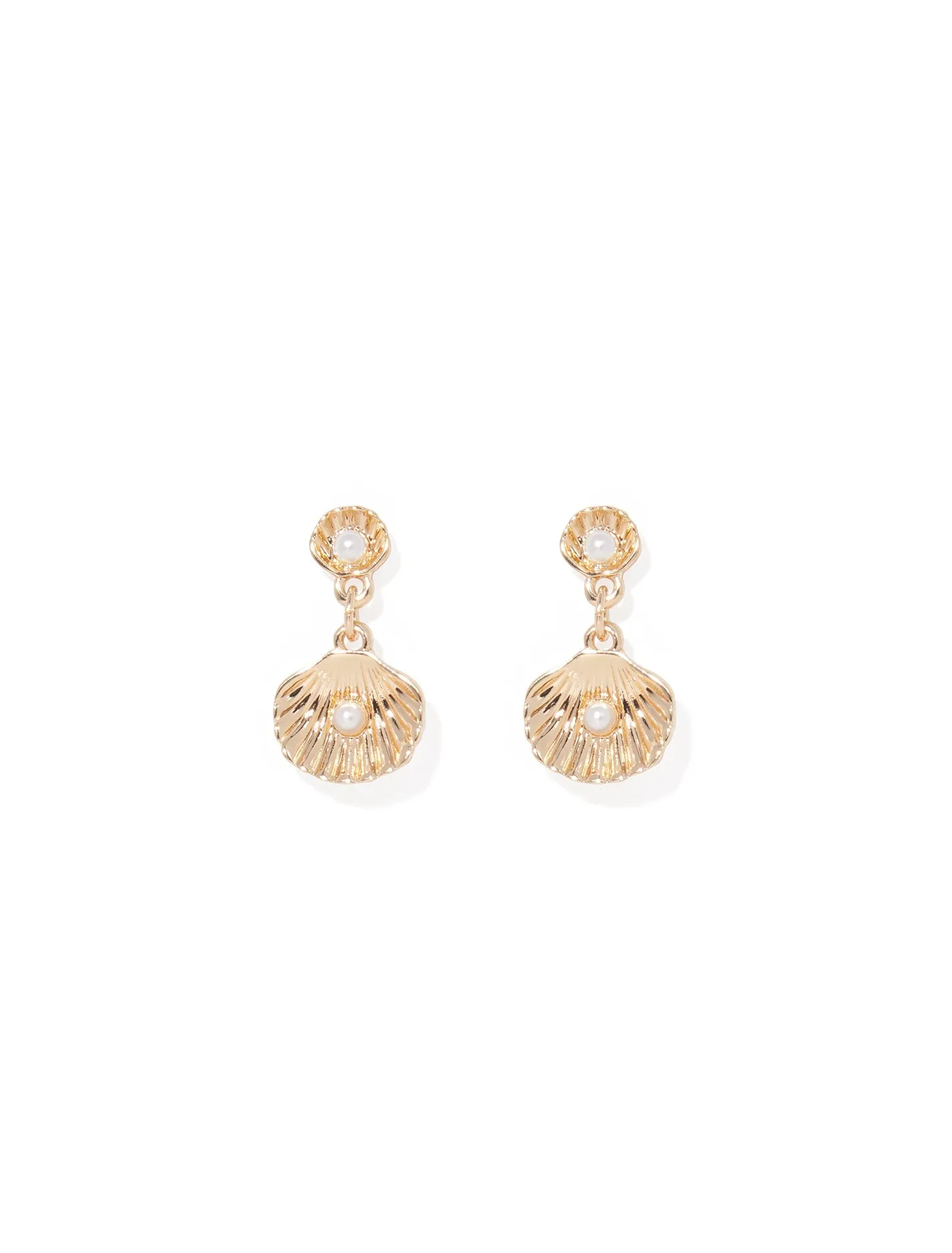 Delia Shell And Pearl Drop Earrings