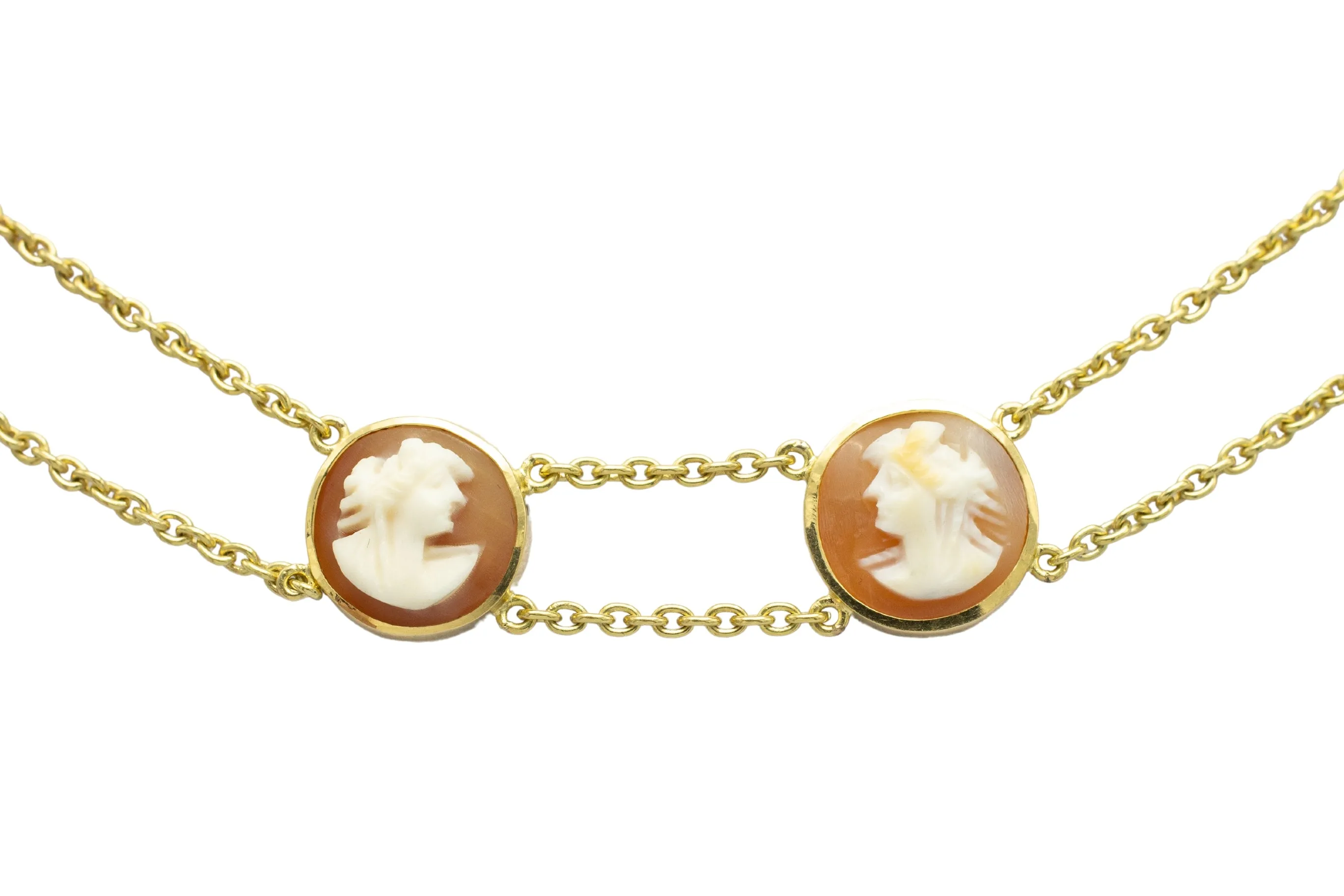 Double strand cameo collier in 18 carat gold