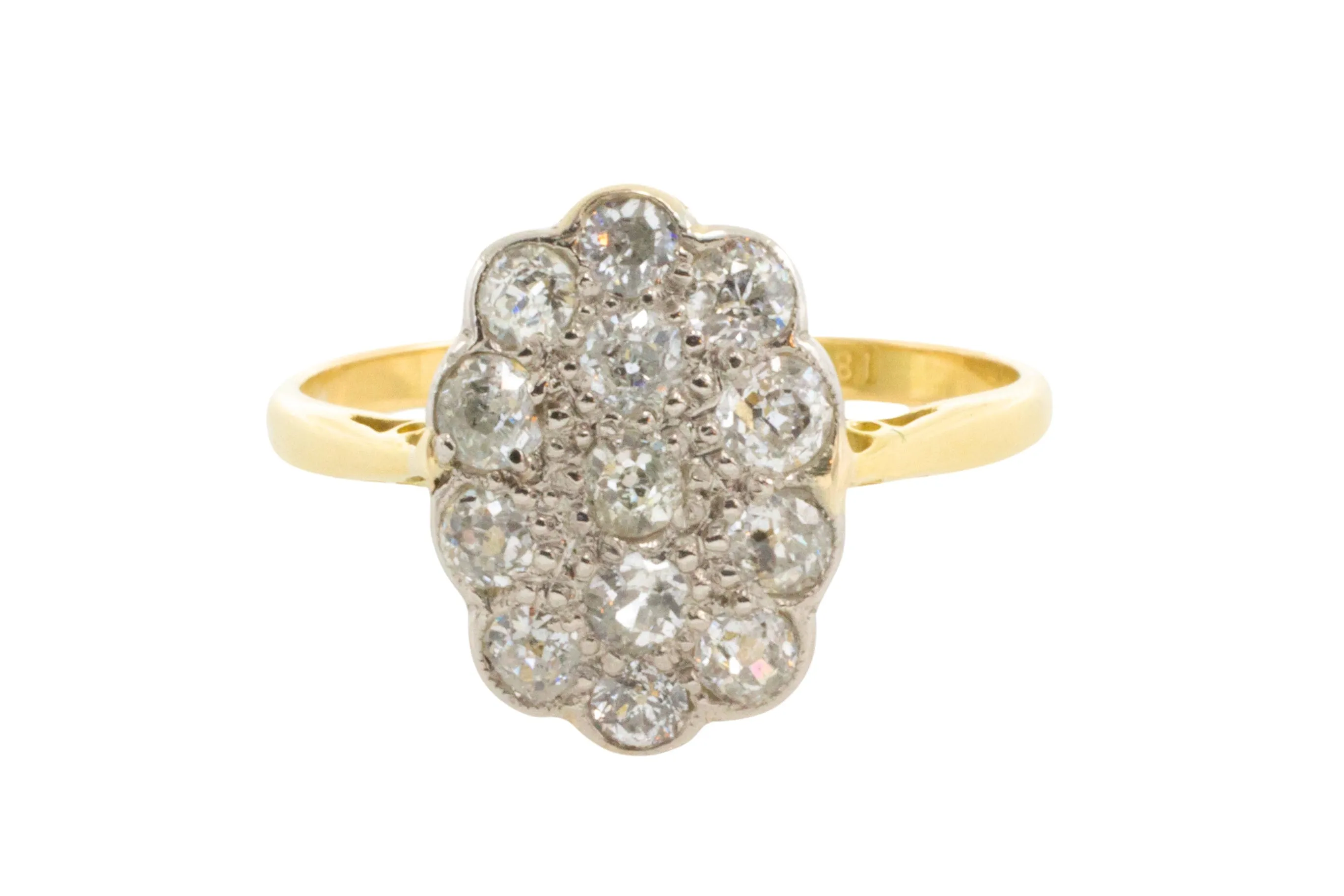 Edwardian old cut diamond cluster ring