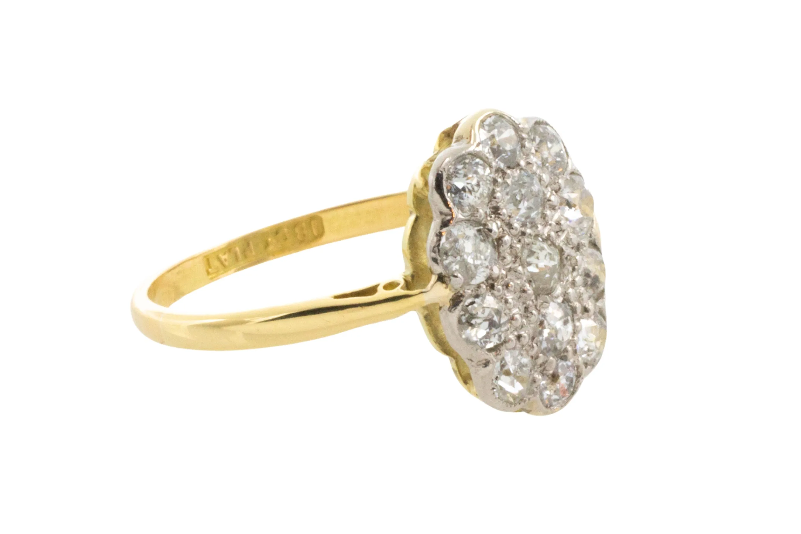 Edwardian old cut diamond cluster ring