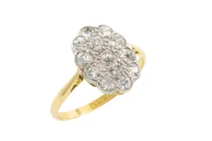 Edwardian old cut diamond cluster ring