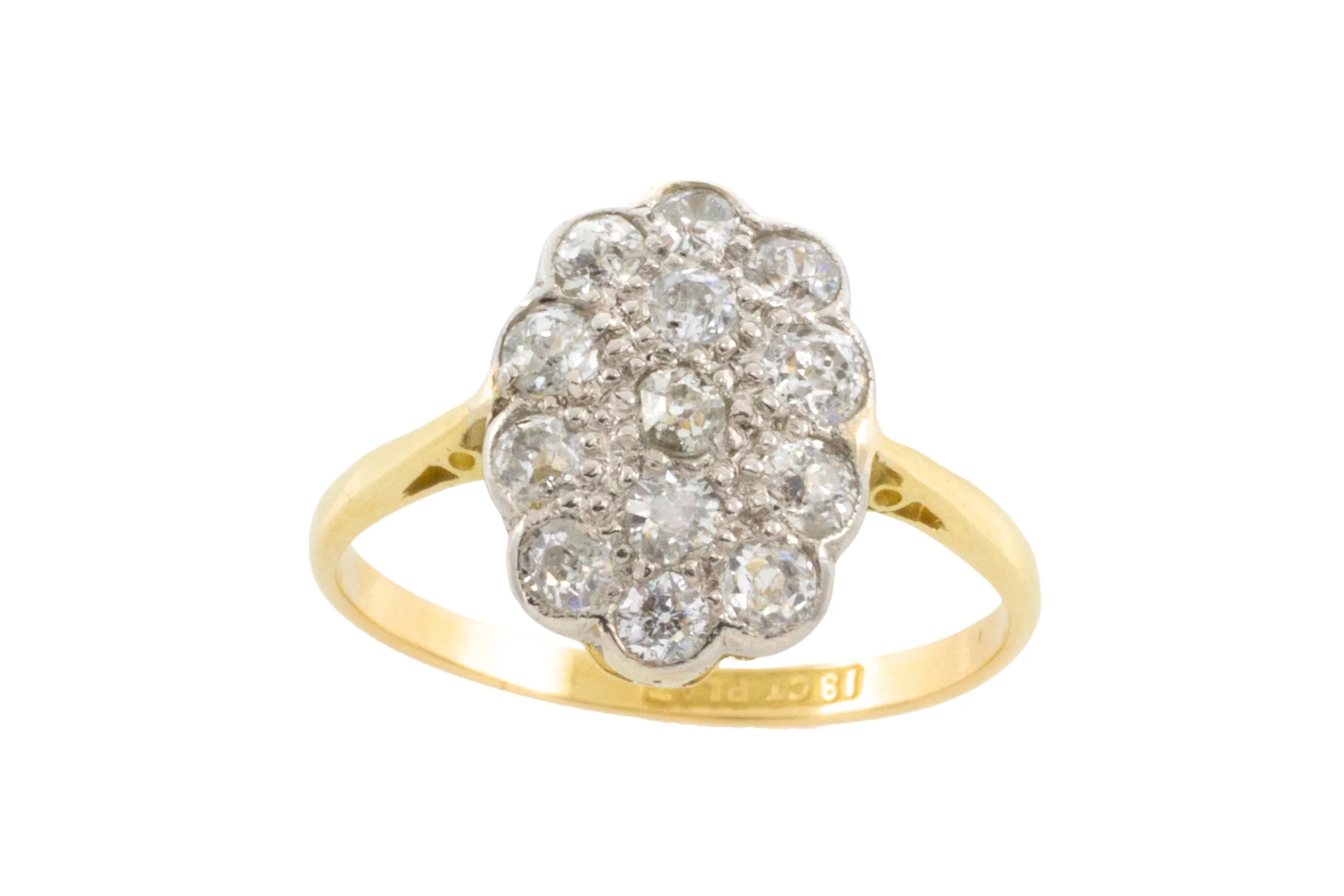 Edwardian old cut diamond cluster ring