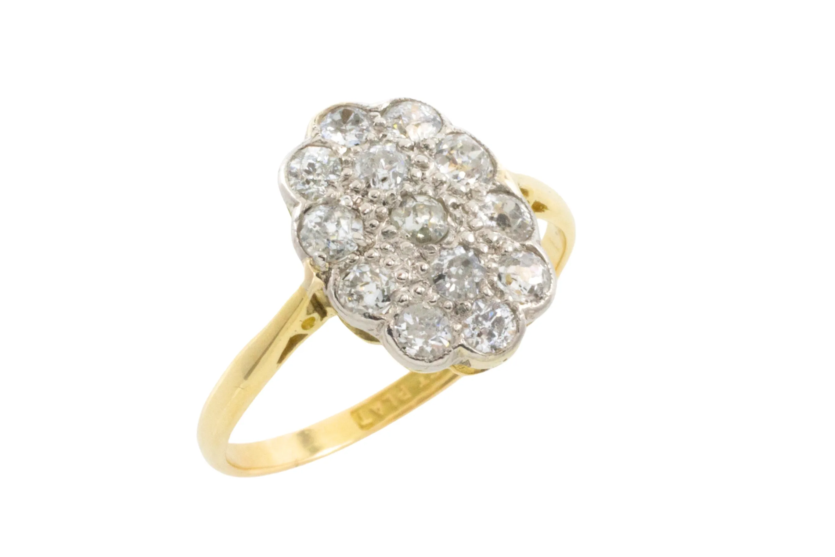 Edwardian old cut diamond cluster ring
