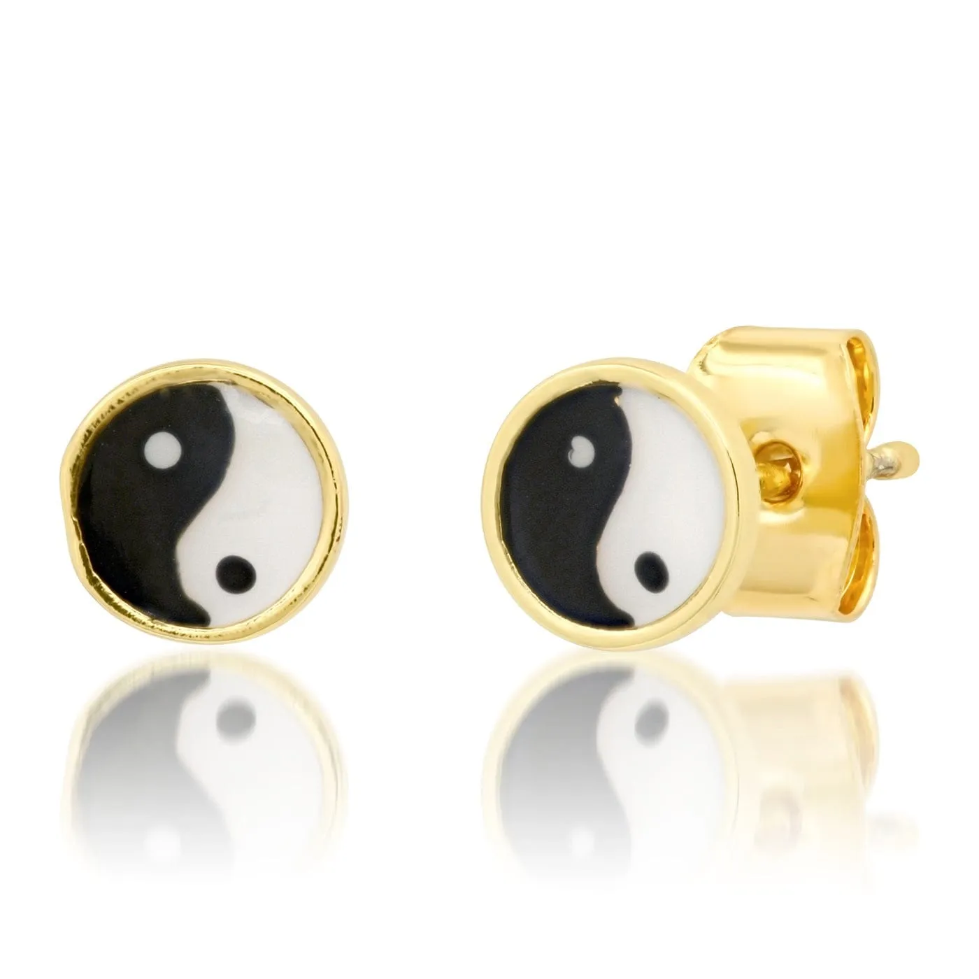 Enamel Ying Yang Studs