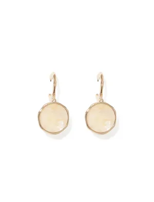 Fleur Stone Drop Hoop Earrings