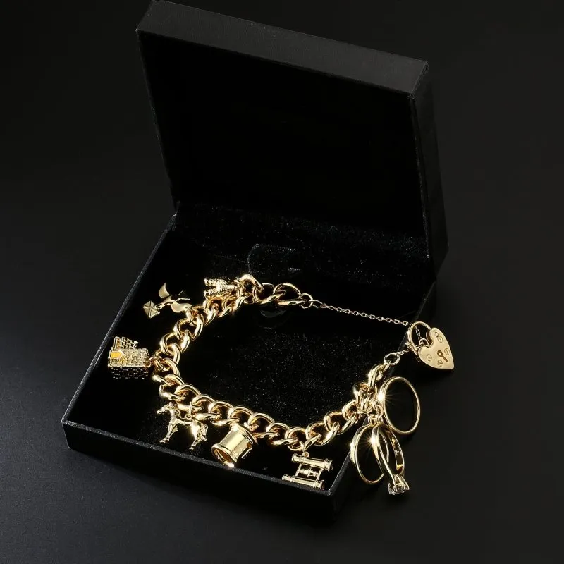 Gold Pets and Post Charm Bracelet 8 Inches