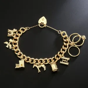 Gold Pets and Post Charm Bracelet 8 Inches