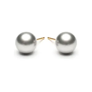 Gold Plated 8 mm Gray Pearl Stud Earrings