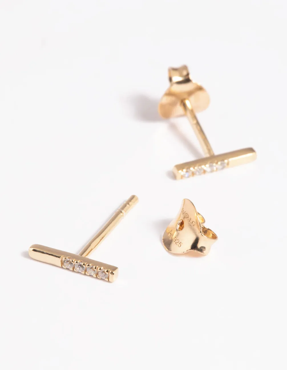 Gold Plated Sterling Silver Cubic Zirconia Stud Earrings