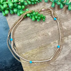 Gold Snake & Chain 4 Strand Necklace