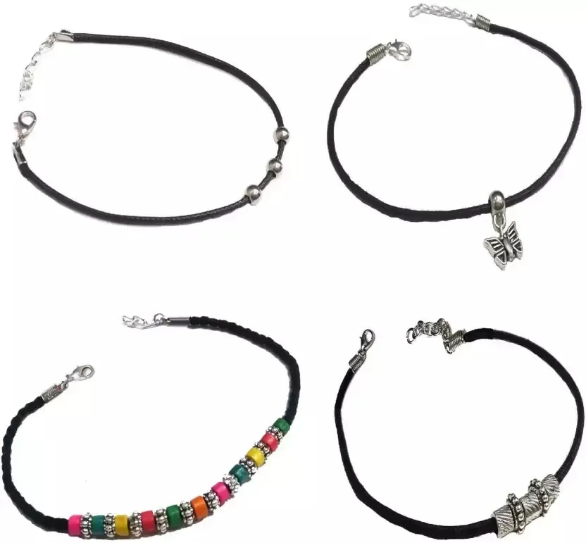 Gurjari Jewellers Thread nazariya Cotton Dori Anklet (Pack of 4)