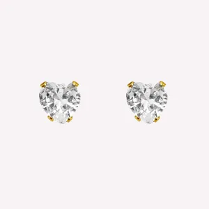 HEART RHINESTONE STUD CLIP-ON EARRINGS IN GOLD
