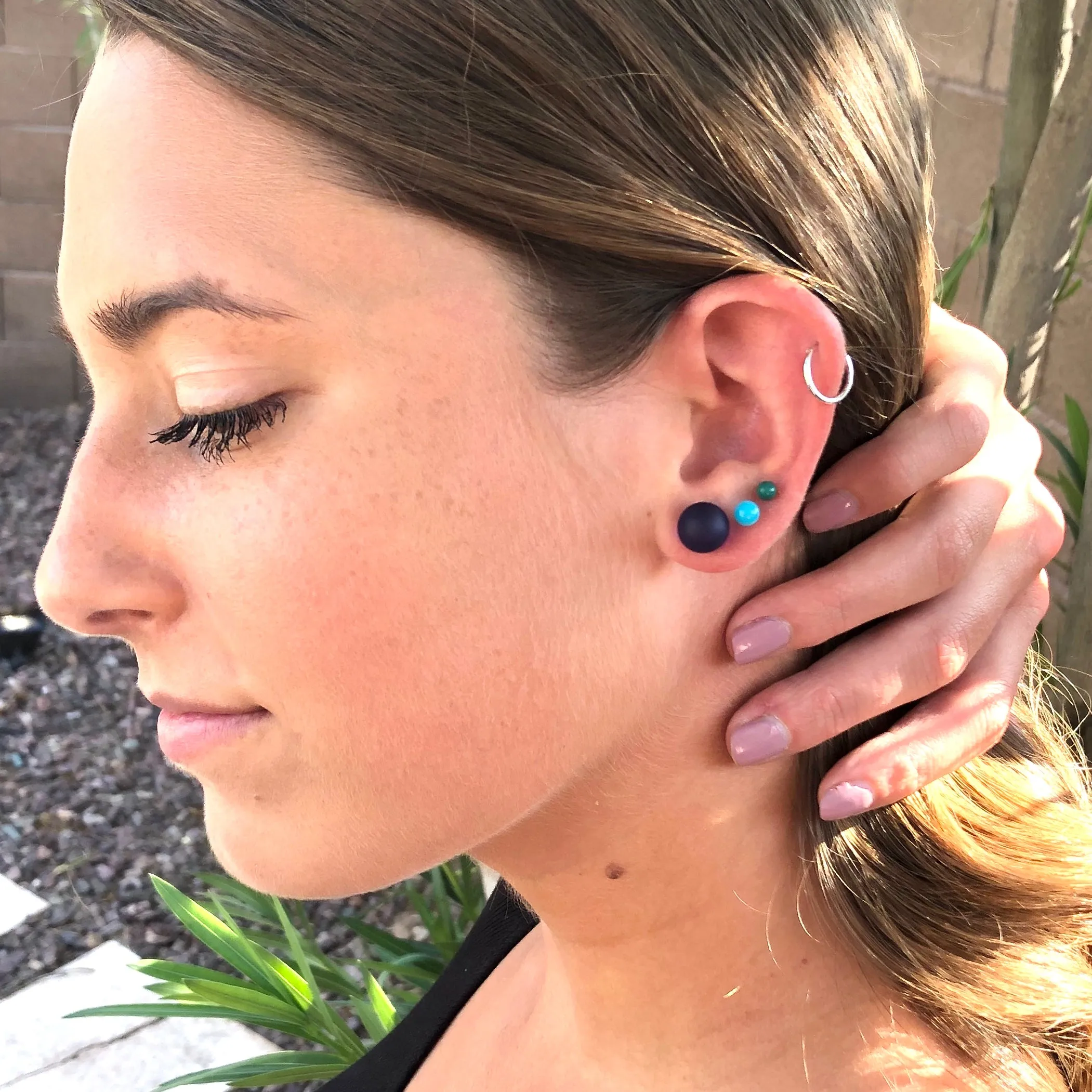 Hot Pink Frosted Lucite Ball Stud Earrings