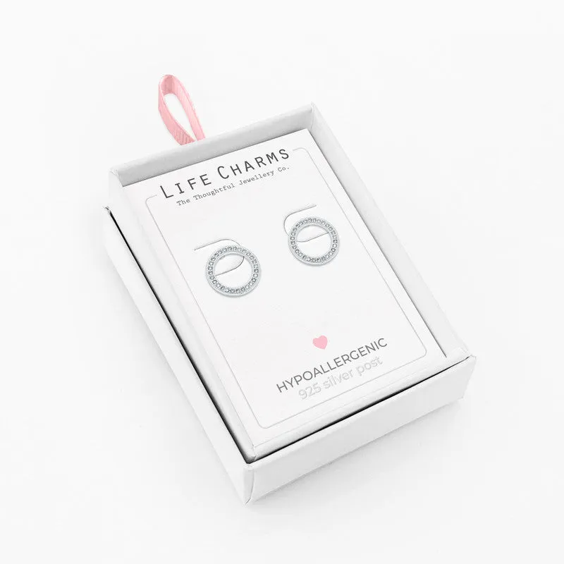 Jewellery Karma Circle Silver Plated Stud Earrings
