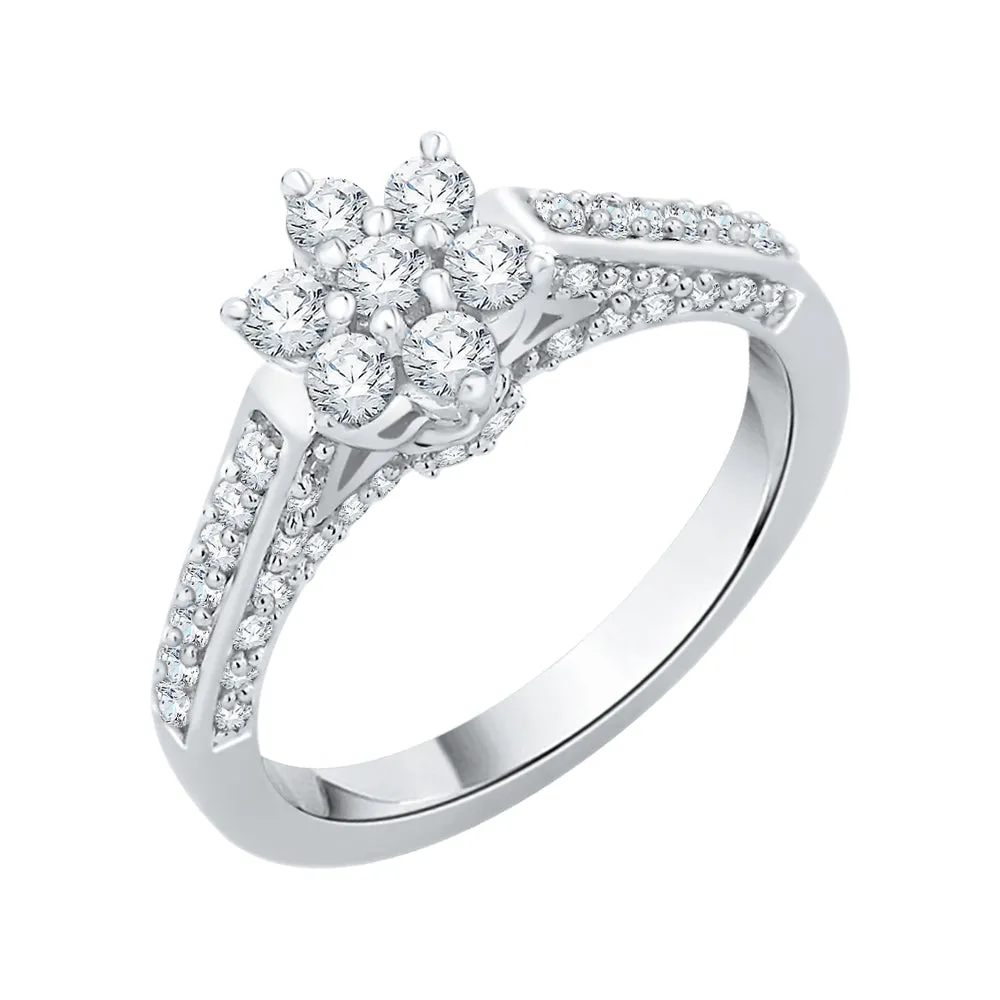 KATARINA 3/4 cttw Diamond Cluster Engagement Ring