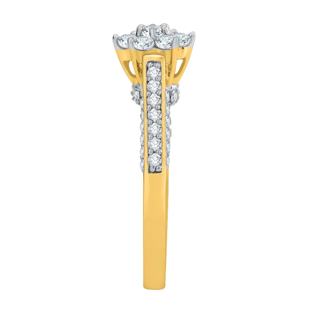 KATARINA 3/4 cttw Diamond Cluster Engagement Ring
