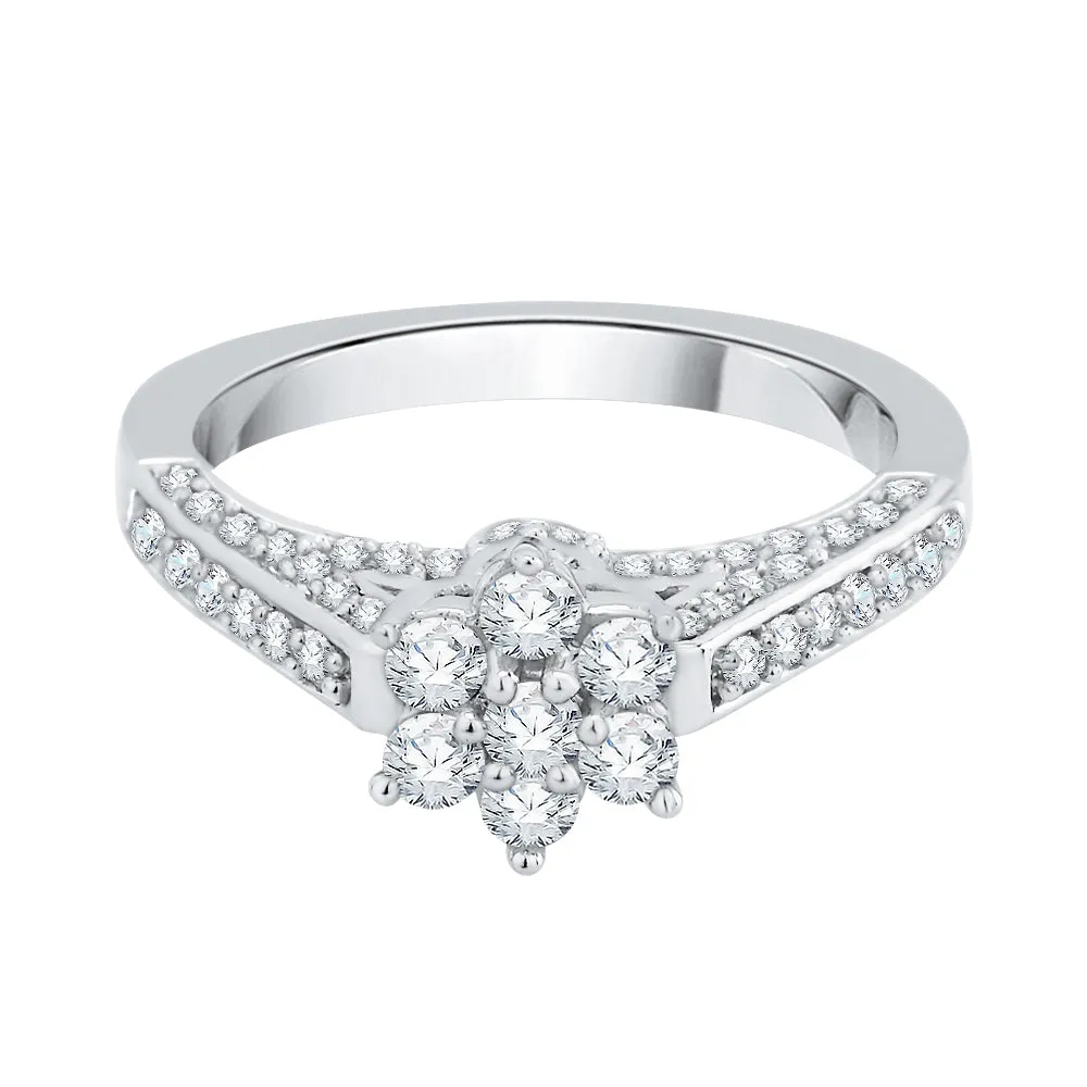 KATARINA 3/4 cttw Diamond Cluster Engagement Ring