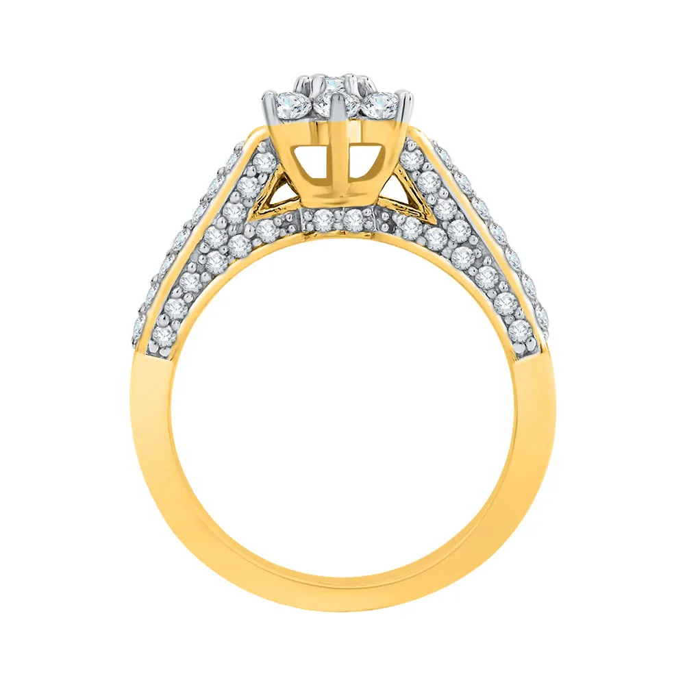 KATARINA 3/4 cttw Diamond Cluster Engagement Ring