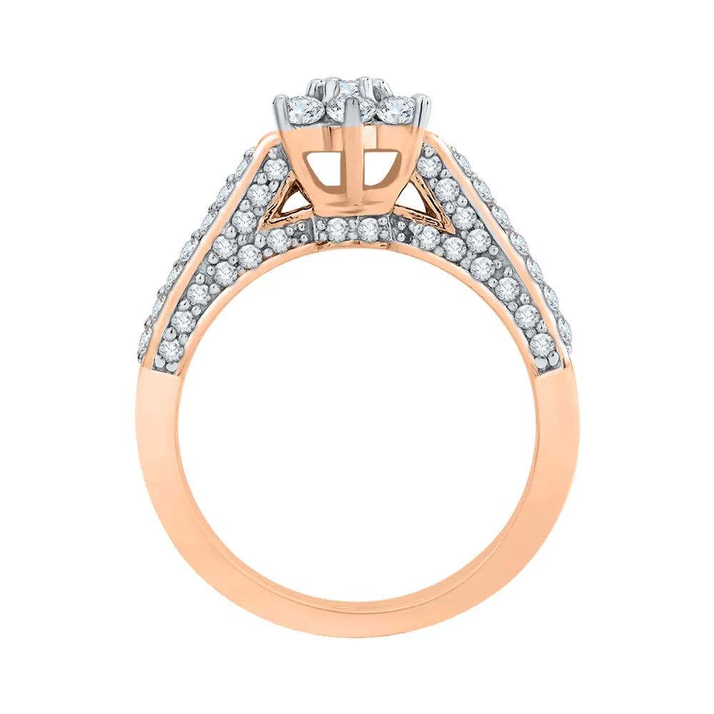 KATARINA 3/4 cttw Diamond Cluster Engagement Ring