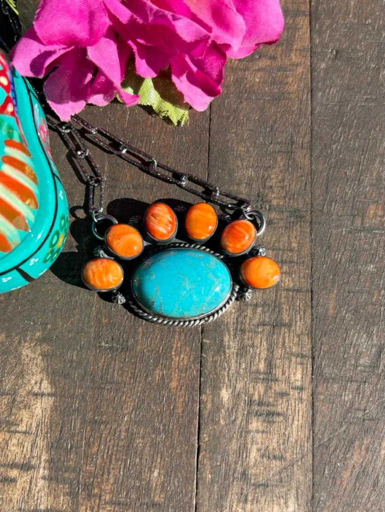 Kingman and Orange Spiny Necklace #1