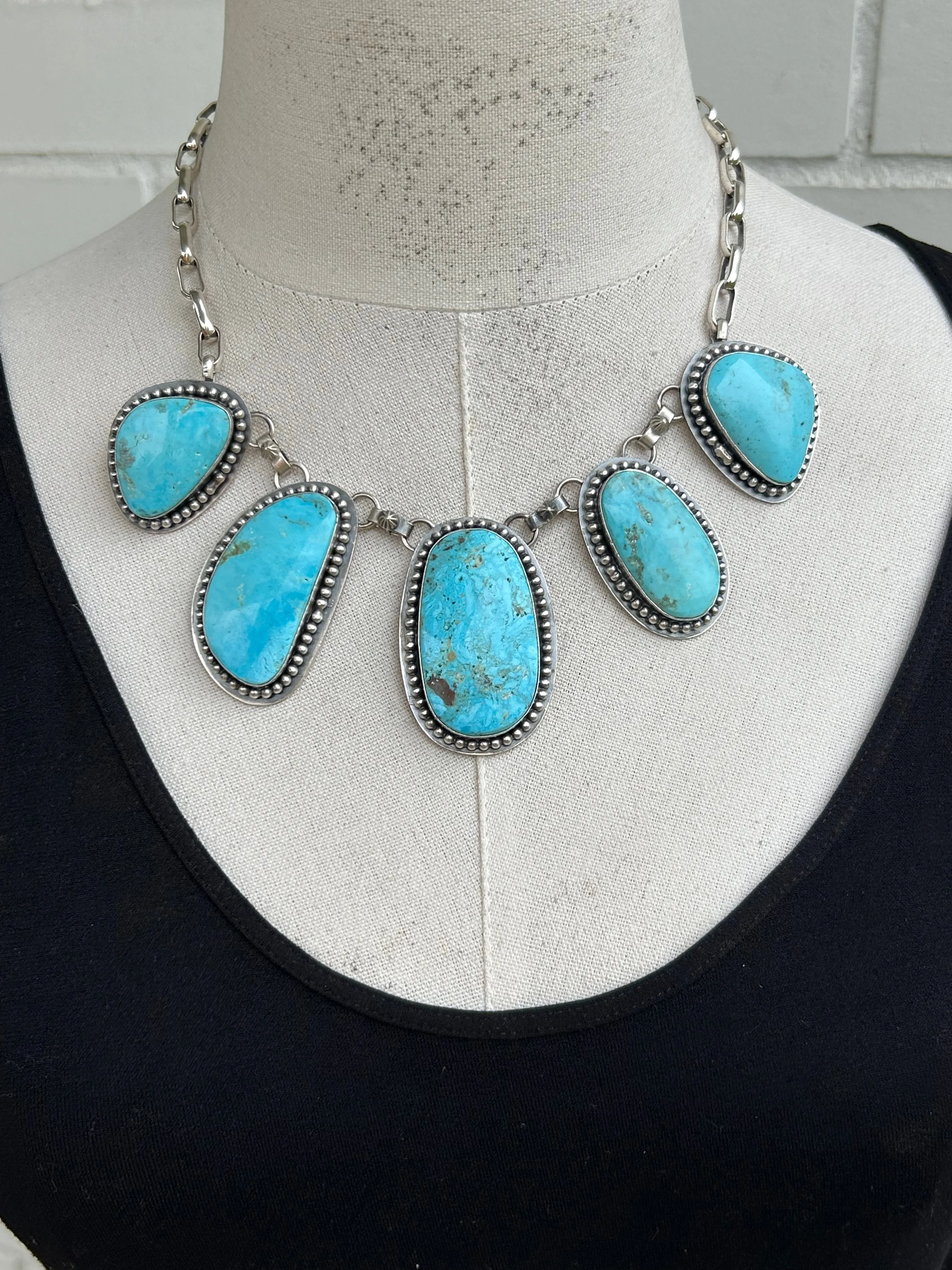 Kingman Turquoise Bib Necklace