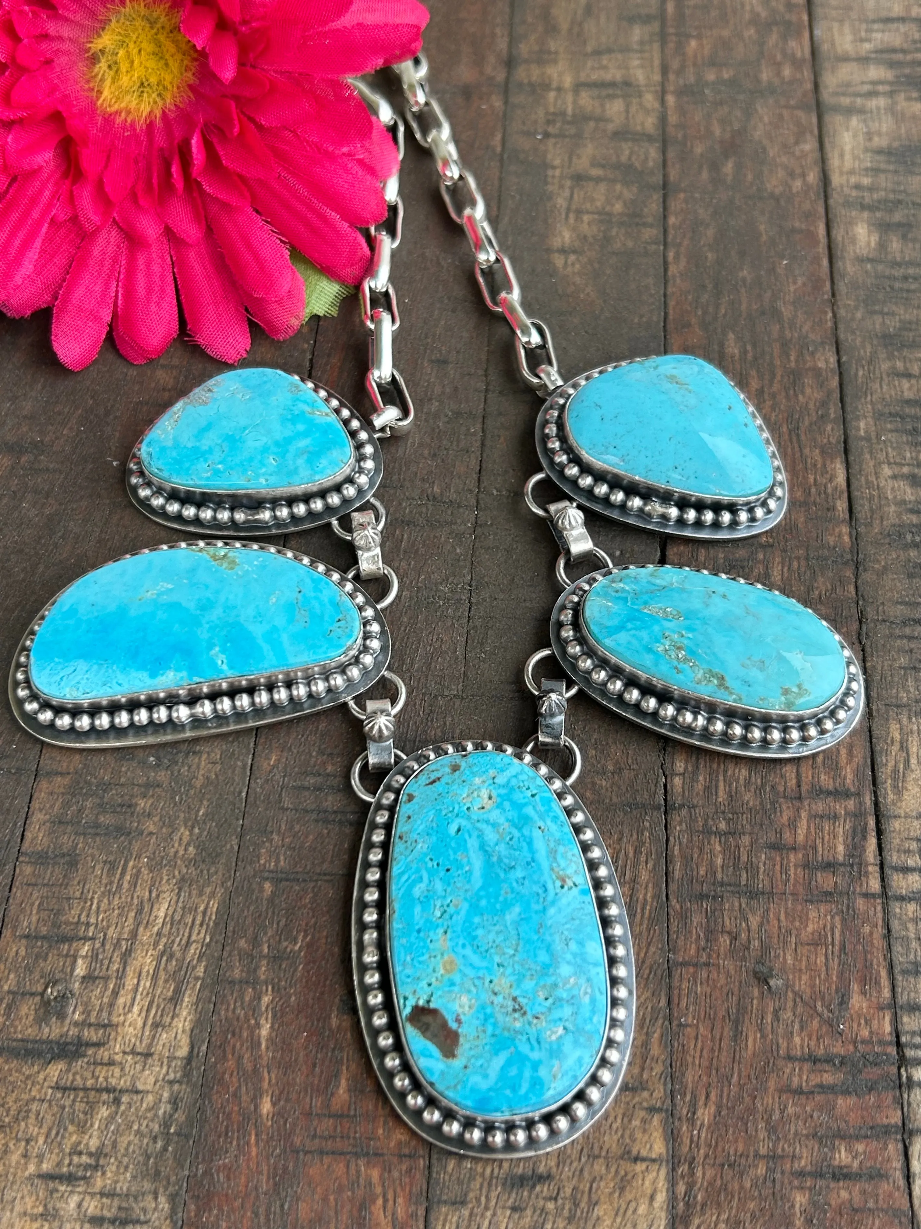 Kingman Turquoise Bib Necklace