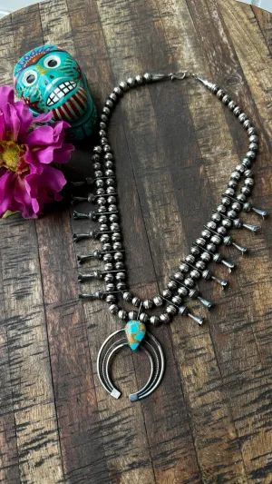 Kingman Turquoise Squash Blossom