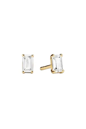 Lab Grown Sapphire Emerald Cut Studs