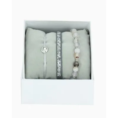 Les Interchangeables Gray & Silver Crystal Bracelet Stack (Gris 2)