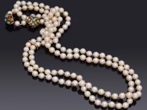 Lot of 2 Estate T.Y.L. 14K Gold Sea Pearl & Turquoise Beaded Strand Necklaces