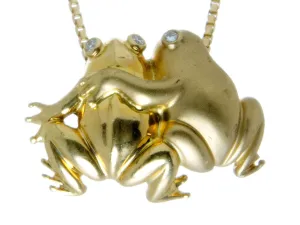 Loving Frogs Gold & Diamond Pendant with Chain