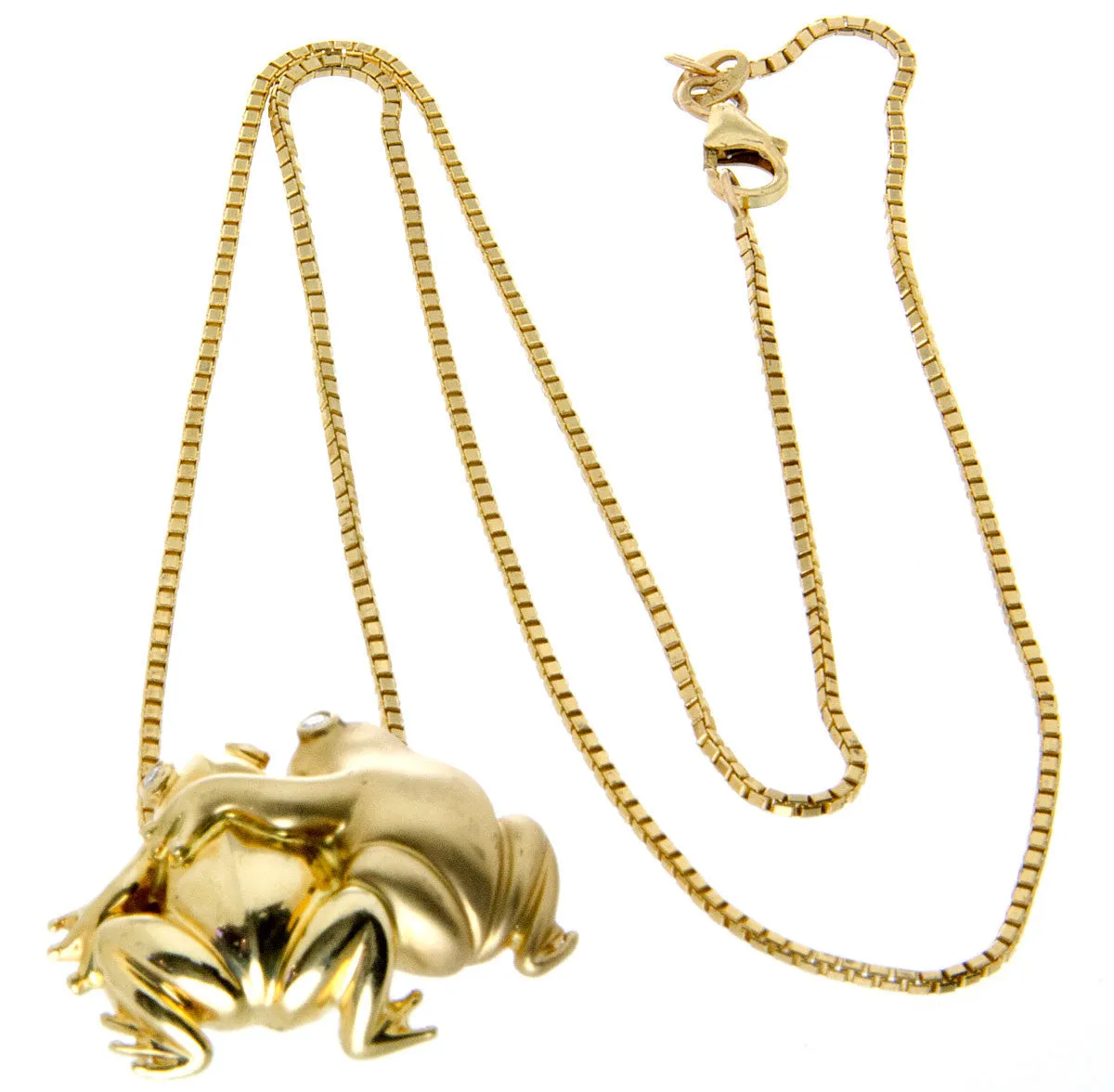 Loving Frogs Gold & Diamond Pendant with Chain