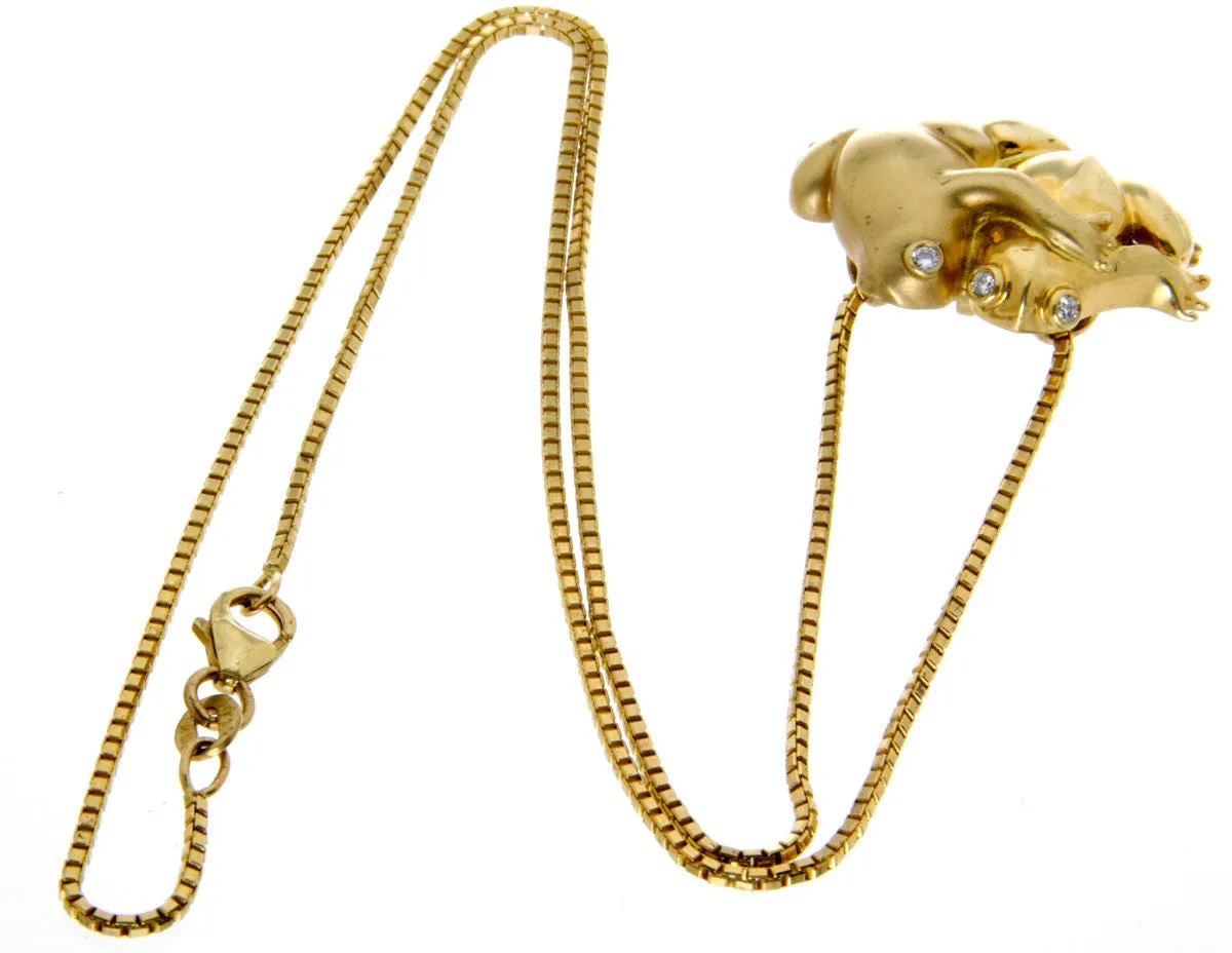 Loving Frogs Gold & Diamond Pendant with Chain
