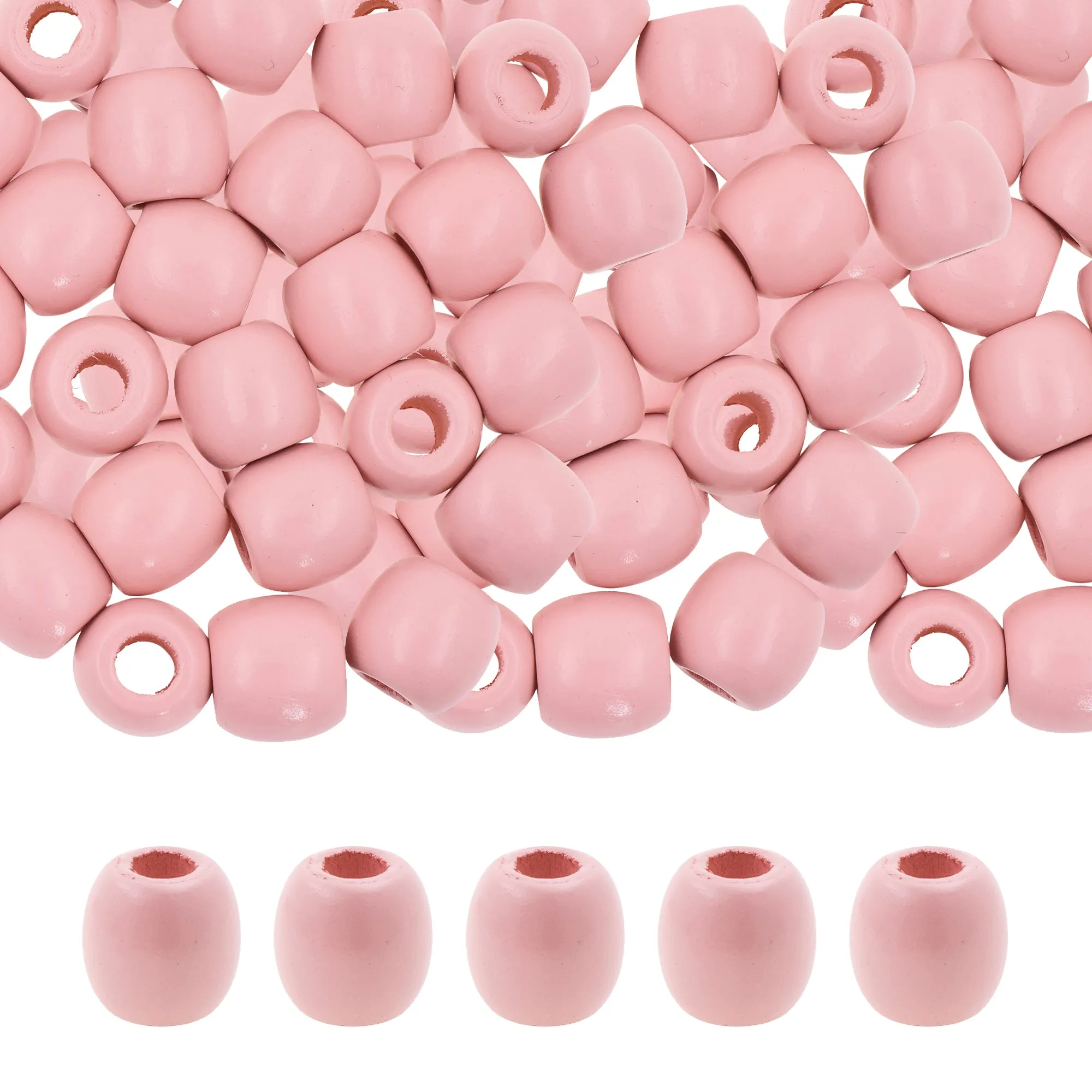 Mandala Crafts Natural Wooden Beads for Crafts Loose Large Hole Wood Beads for Macrame Beads Jewelry Making - Barrel Wood Beads for Hair Beads Braid Dreadlock 17mm 200 PCs