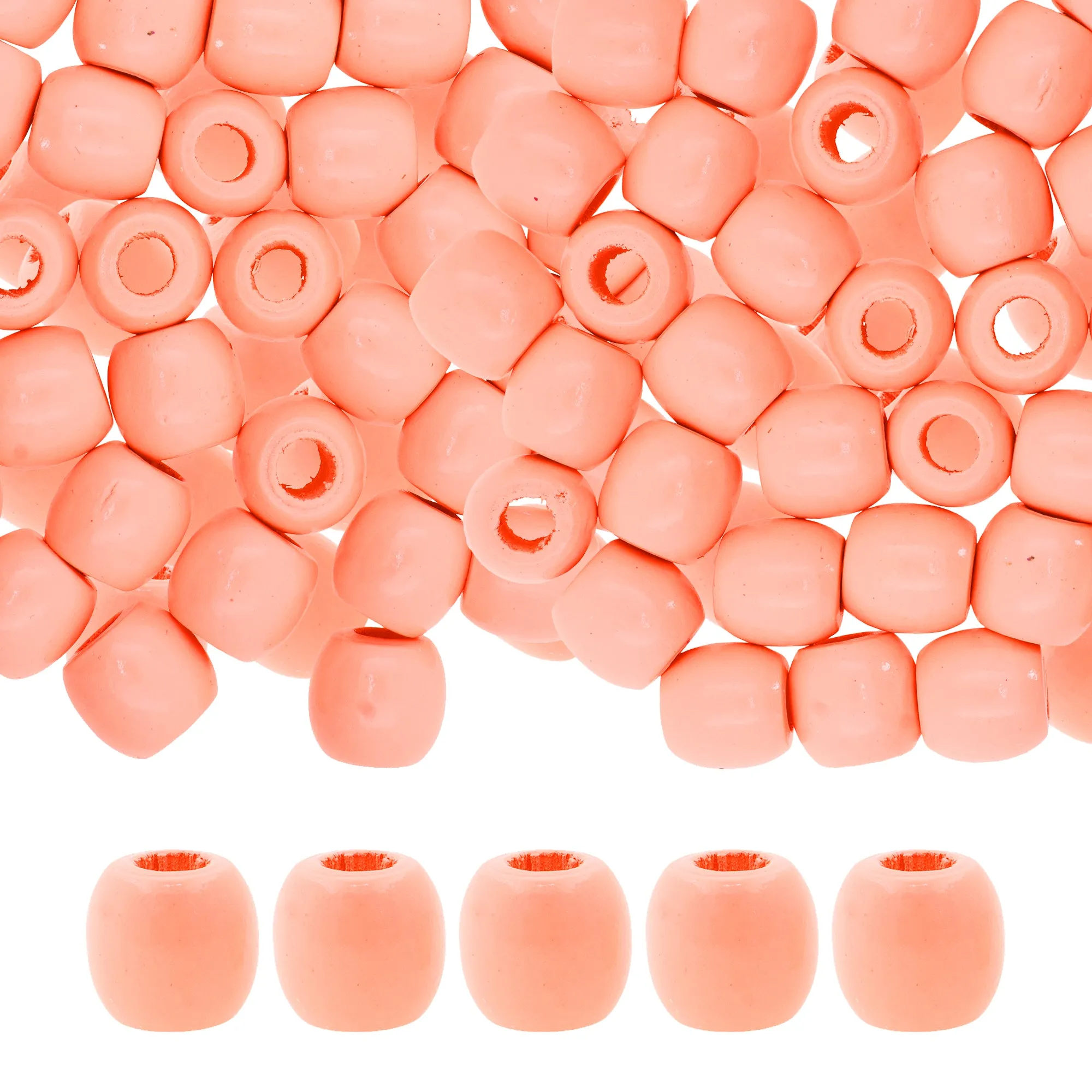 Mandala Crafts Natural Wooden Beads for Crafts Loose Large Hole Wood Beads for Macrame Beads Jewelry Making - Barrel Wood Beads for Hair Beads Braid Dreadlock 17mm 200 PCs