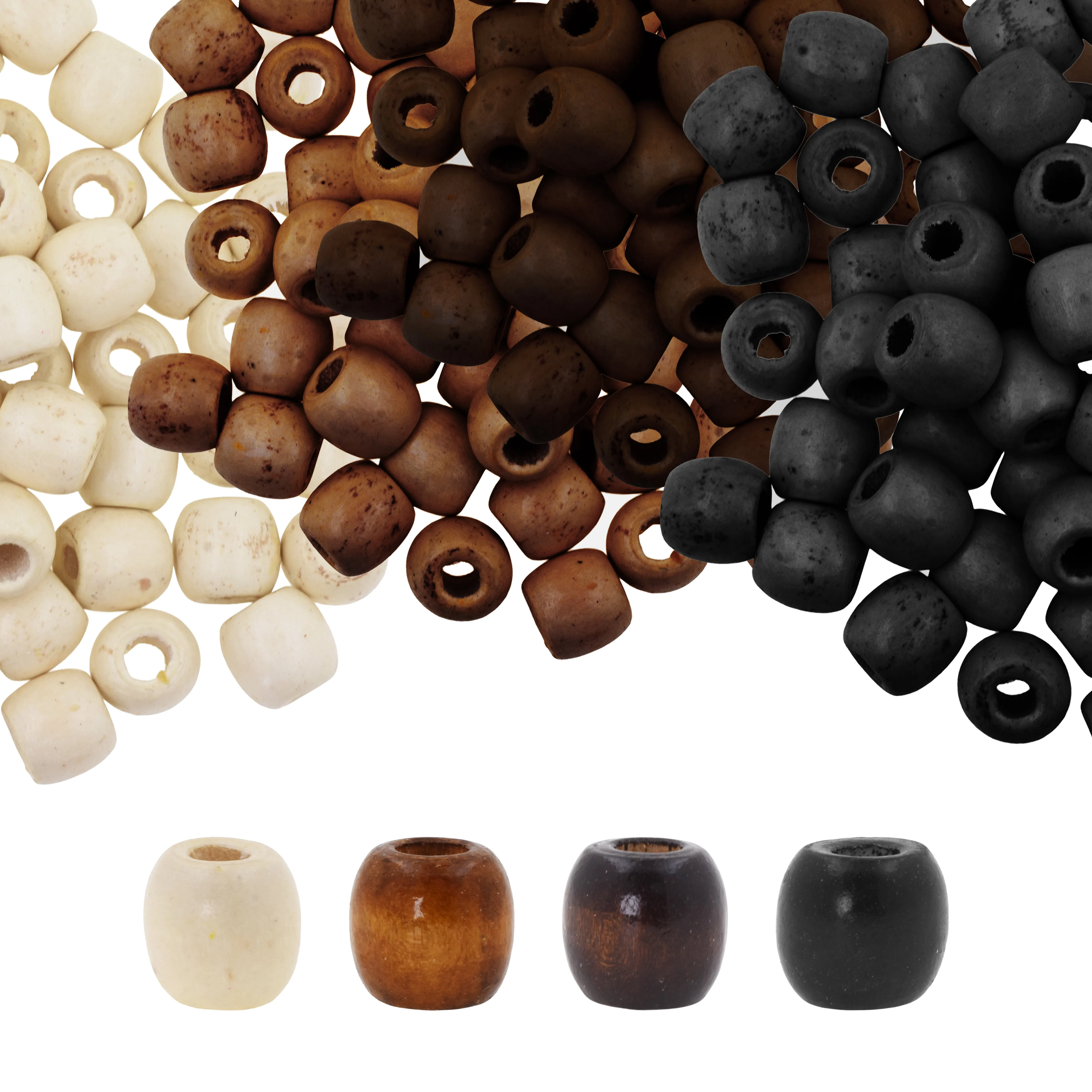 Mandala Crafts Natural Wooden Beads for Crafts Loose Large Hole Wood Beads for Macrame Beads Jewelry Making - Barrel Wood Beads for Hair Beads Braid Dreadlock 17mm 200 PCs